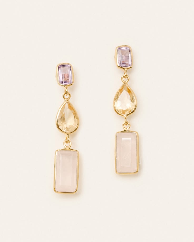 Pastel gemstone drop earrings