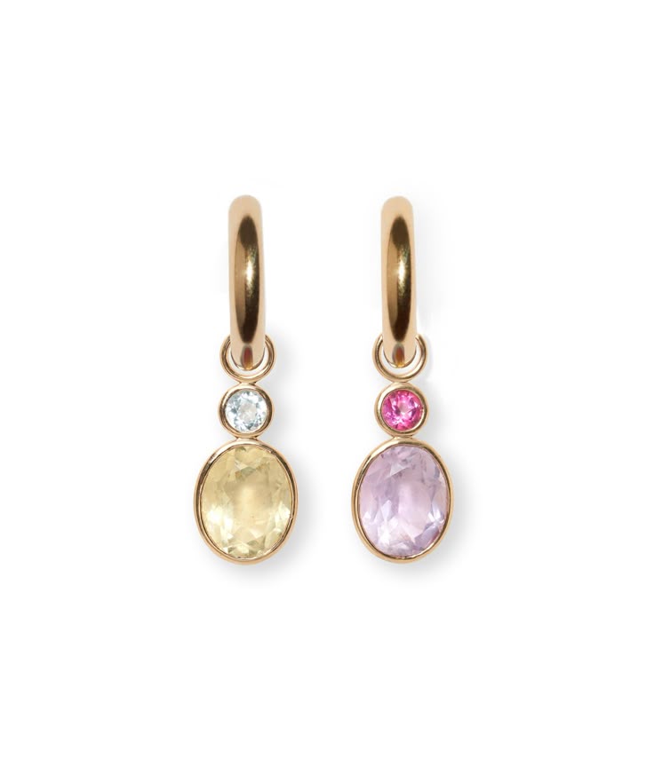 Gemstone charm hoops